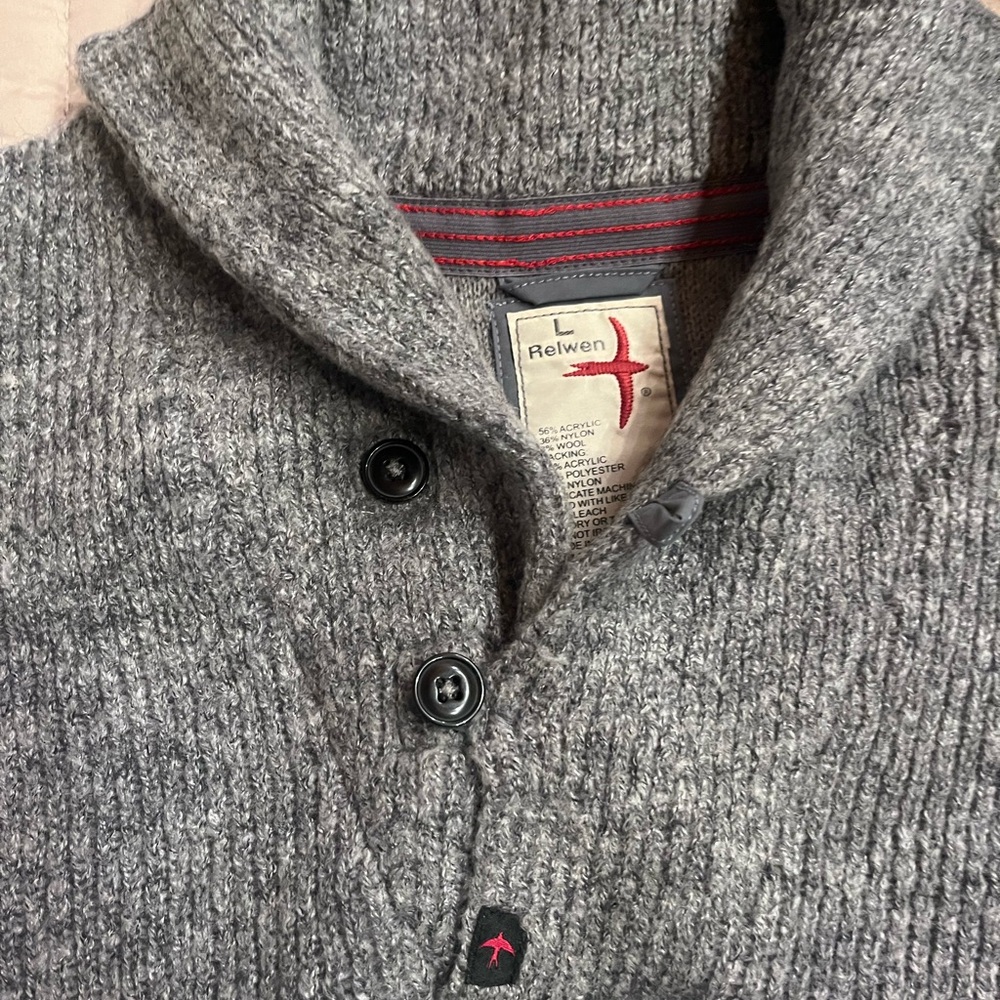 Classic Gray Shawl Collar Cardigan Sweater